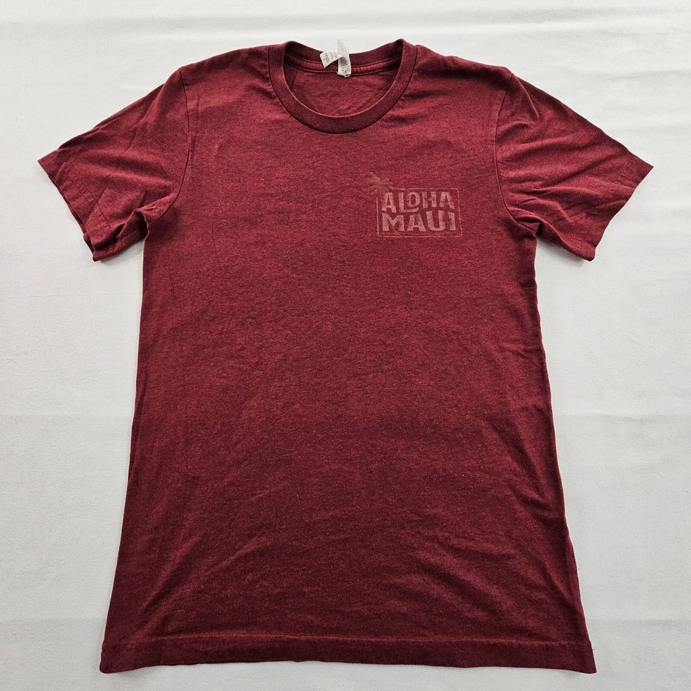 Aloha Maui Maroon Short Sleeve Cotton Blend T-Shirt Men's S